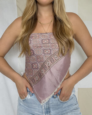 Vintage geometric blush pink scarf top.